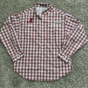 Columbia Super Tamiami Alabama Crimson Tide Plaid Button Up Mens Medium NWOT